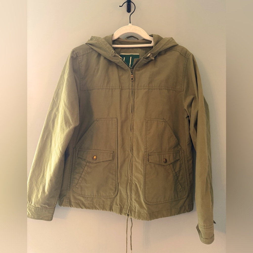 Vintage Larry Levine Outerwear Olive Green Hooded Zip Jacket Size Medium EUC